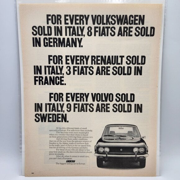 Vintage 1960s Fiat The Biggest Selling Car In Europe LIFE Magazine Print Ad b - Picture 1 of 1